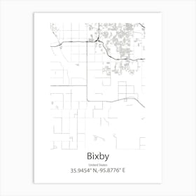 Bixby,United States Minimalist Map 1 Art Print