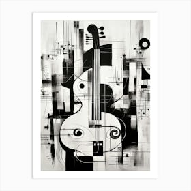 Music Abstract Black And White 3 Art Print