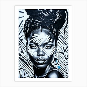 Graffiti Mural Of Beautiful Black Woman 18 Art Print