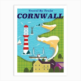 Travel By Train Cornwall Art Print