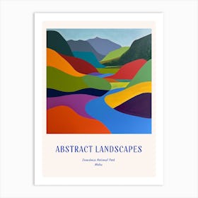 Colourful Abstract Snowdonia National Park Wales 2 Poster Blue Art Print