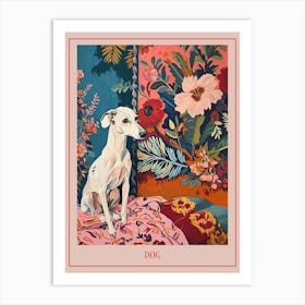 Floral Animal Painting Dog 2 Poster Art Print