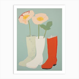 Painting Of Cowboy Boots With Flowers, Pop Art Style 5 Art Print
