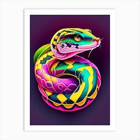 Wagler S Pit Viper Snake Tattoo Style Art Print