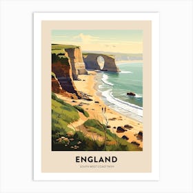 South West Coast Path England 1 Vintage Hiking Travel Poster Art Print