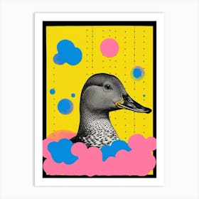 Yellow Portrait Of Duck In The Clouds Art Print