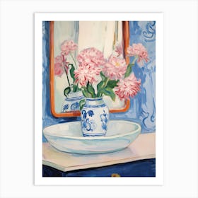 Bathroom Vanity Painting With A Peony Bouquet 4 Art Print