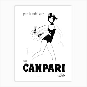 Campari Soda Summer Cocktails Bar Retro Poster Art Print