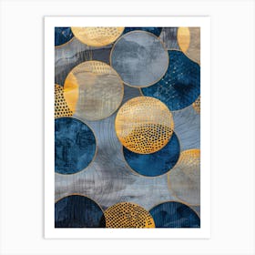 Blue And Gold Circles 2 Art Print