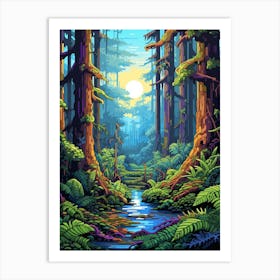 Hoh Rainforest Pixel Art 1 Art Print