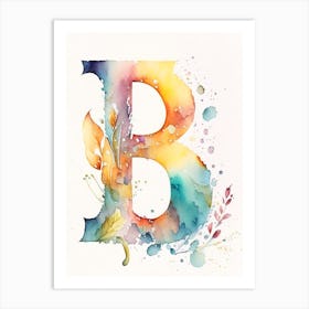 B, Letter, Alphabet Storybook Watercolour 3 Art Print