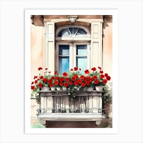 Flowered Parisian Balcony Art Print