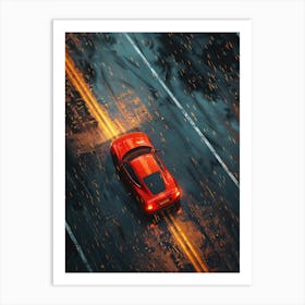 Need For Speed Car Driving In Rain Art Print