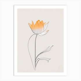Amur Lotus Minimal Line Drawing 2 Art Print