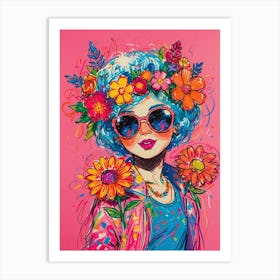 Girl With Flowers 2 Art Print