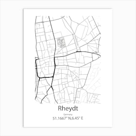 Rheydt,Germany Minimalist Map Art Print