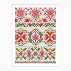 Flower Cross Stitch Pattern Art Print