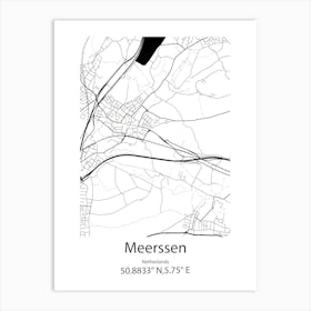 Meerssen,Netherlands Minimalist Map Art Print