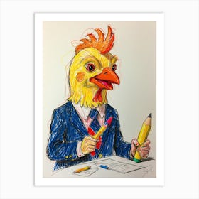 Chicken In Business Suit Art Print