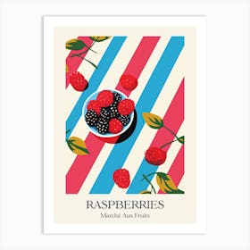 Marche Aux Fruits Raspberries Fruit Summer Illustration 4 Art Print