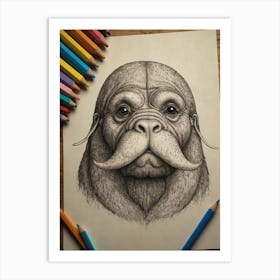 Walrus Drawing Art Print