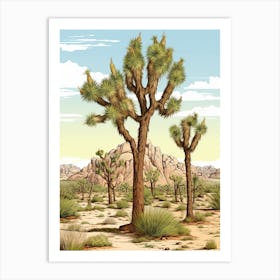  Detailed Drawing Of A Joshua Trees At Dawn In Desert 2 Art Print