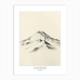 Cotopaxi Ecuador Line Drawing 1 Poster Art Print