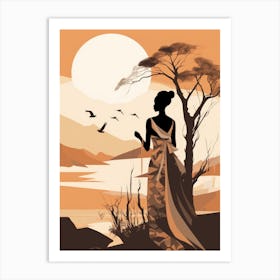African Woman In Silhouette Art Print