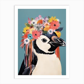 Bird With A Flower Crown Penguin Art Print