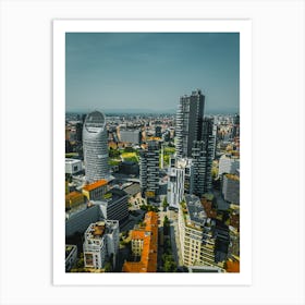 Milan skyline with modern skyscrapers Aerial Photography Art Print