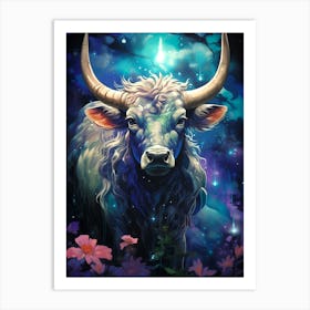 Bull In The Night Sky Art Print