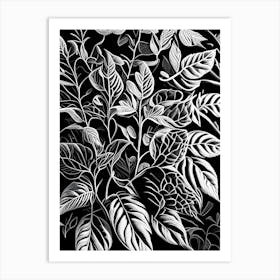 Marjoram Leaf Linocut 1 Art Print