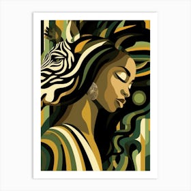 African Woman With Zebra Art Print