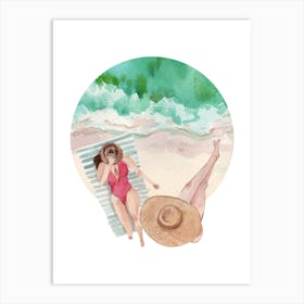 Girl Relaxing At The Beach Art Print