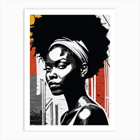 Vintage Graffiti Mural Of Beautiful Black Woman 85 Art Print