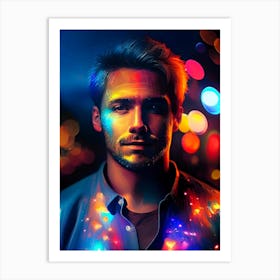 Man in Bright Lights and Colors Art Print