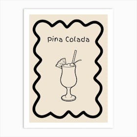 Pina Colada Doodle Poster B&W Art Print