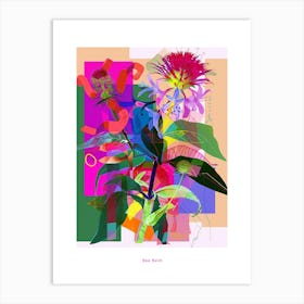 Bee Balm 3 Neon Flower Collage Poster Art Print