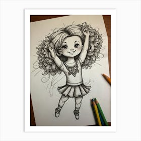 Little Girl With Curly Hair Art Print