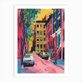 Greenwich Village New York Colourful Silkscreen Illustration 1 Art Print