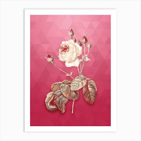 Vintage Cabbage Rose Botanical in Gold on Viva Magenta Art Print