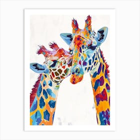 Giraffe & Calf Modern Illustration 1 Art Print