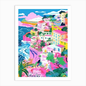 Amalfi Coast, Italy Colourful View 6 Art Print