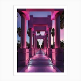 Pink Walkway At Dusk Art Print