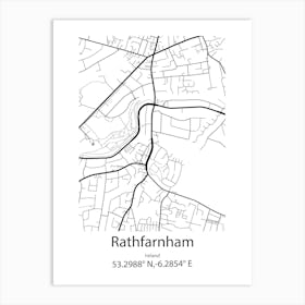 Rathfarnham,Ireland Minimalist Map Art Print