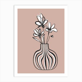 Vase and Flowers Lines Art Print