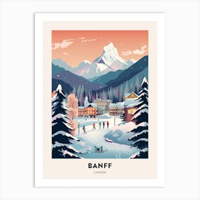 Winter Night  Travel Poster Banff Canada 1 Art Print