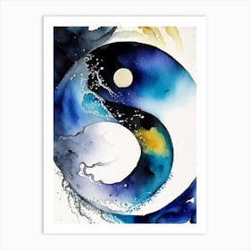 Close Up Ying And Yang Watercolour Art Print