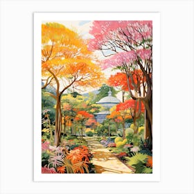 Royal Botanic Gardens, Sydney, Australia In Autumn Fall Illustration 3 Art Print