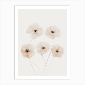 Beige Delicate Flowers Art Print